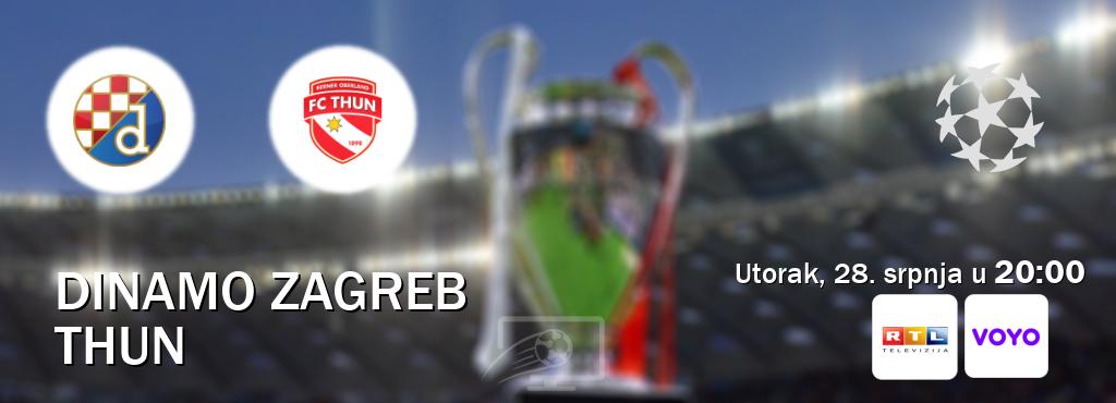 Izravni prijenos utakmice Dinamo Zagreb i Thun pratite uživo na <b>RTL i Voyo</b> (utorak, 28. srpnja u  20:00).