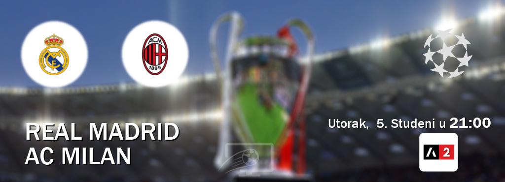 Izravni prijenos utakmice Real Madrid i AC Milan pratite uživo na Arena Sport 2 (Utorak,  5. Studeni u  21:00).